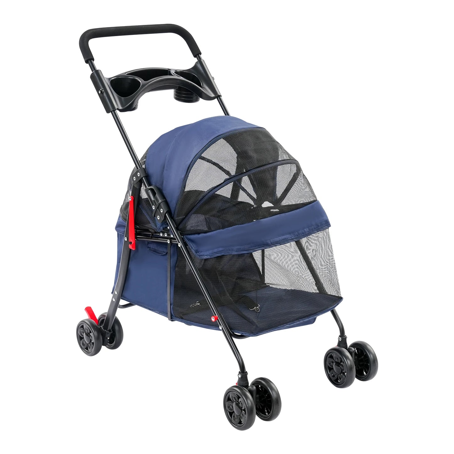 Breathable Pet Dog Cat Stroller Travel Carrier Strolling Cart Cat Dog Pushchair Lightweight Folding with Wheels and Rain Cover