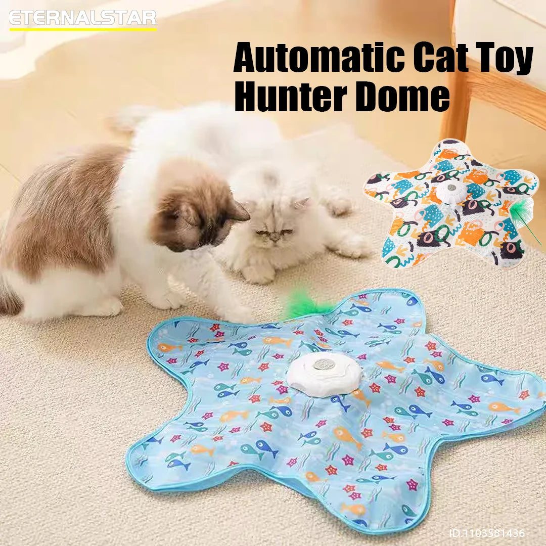 Automatic Interactive Cat Toy with Chirping Sound, Flexible Teaser Wand for Hunting & Hide-n-Seek Play Cat Hunter Cover