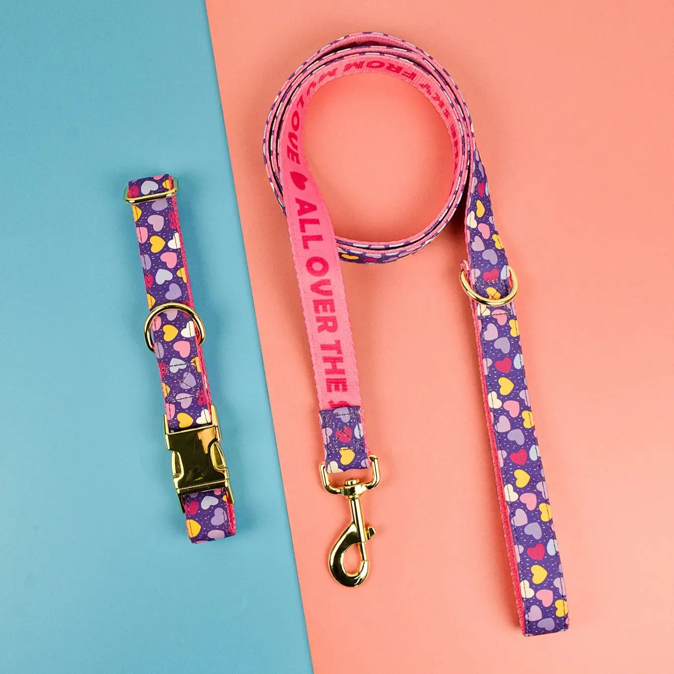 Valentine's Day and New Year's gift Luxury Brand Colorful Season Adjutable Dog Collar And Leash Set For Small Medium Large Dogs
