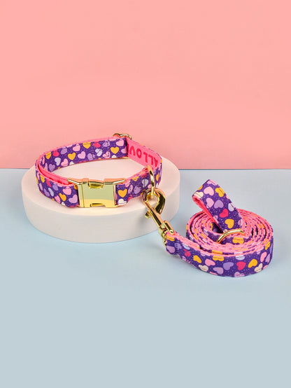 Valentine's Day and New Year's gift Luxury Brand Colorful Season Adjutable Dog Collar And Leash Set For Small Medium Large Dogs