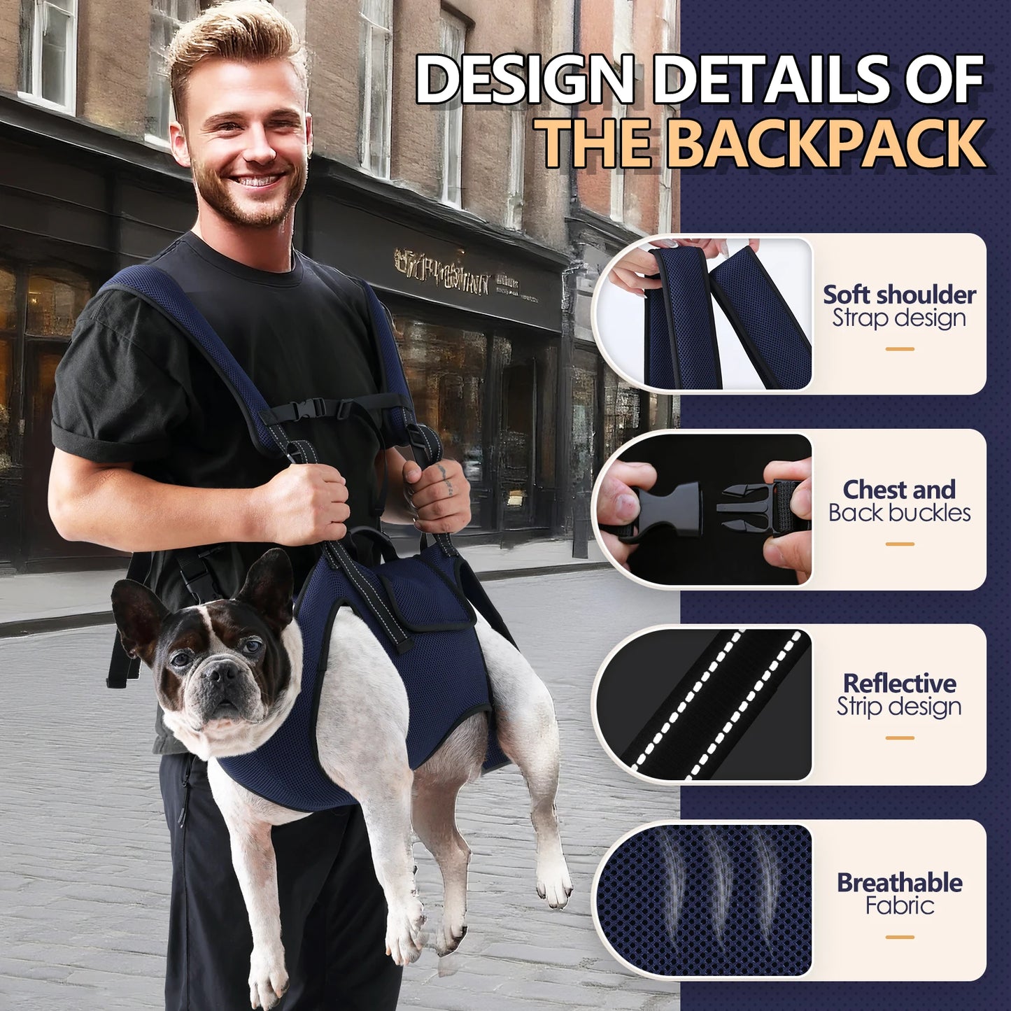 Dog Lift Harness for Large Dogs-Full Body Dog Sling Carrier with Adjustable Straps & Control Handle, Breathable Support Backpack