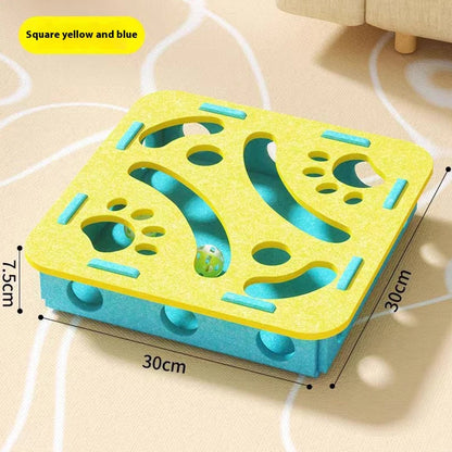 Compact Cat Maze Felt Box with Bell Ball Multifunctional Scratching Pad Toy House Interactive Puzzle Toy for Indoor Kittens Cats