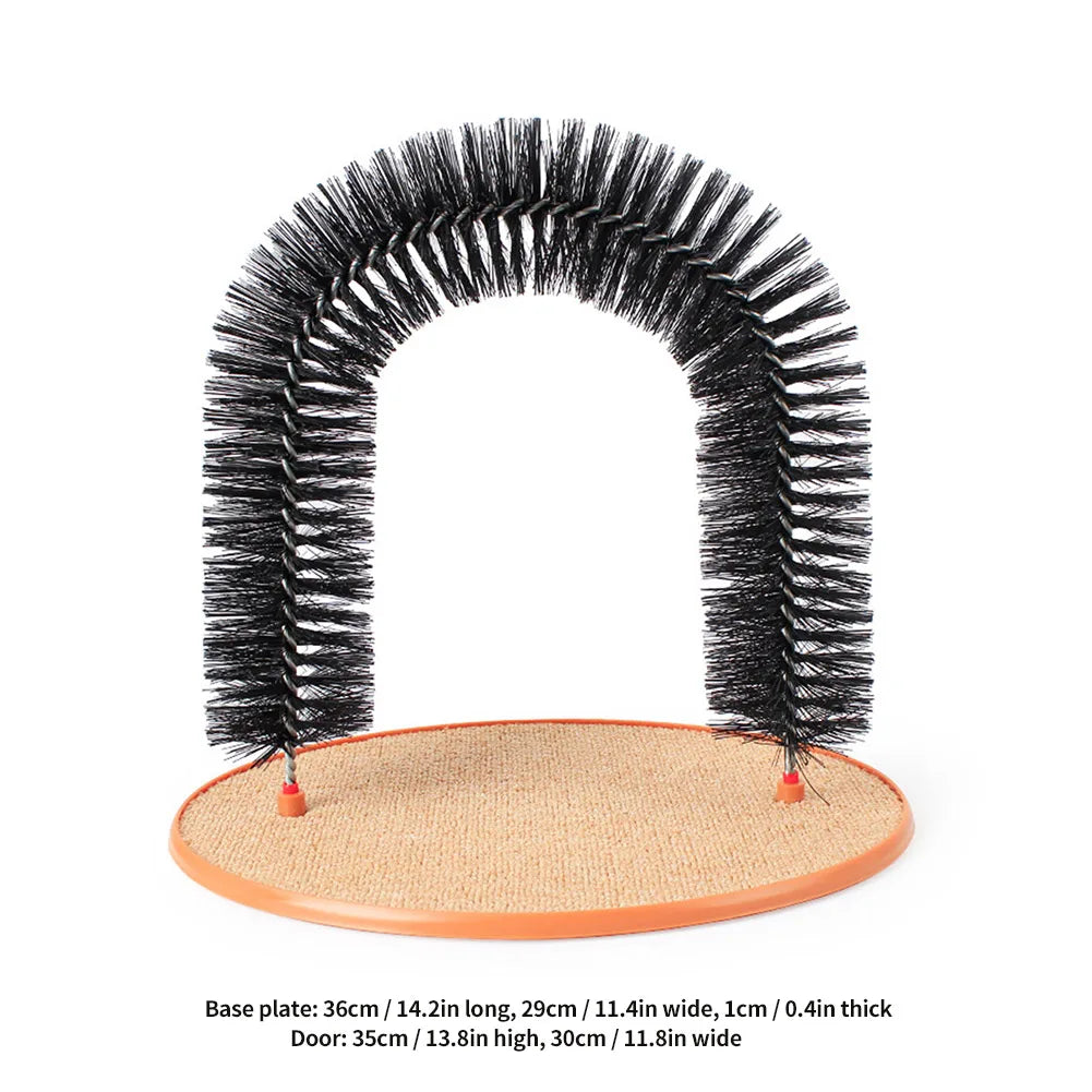 Cat Arch Self Groomer Massager Cat Grooming Brush Interactive Kitten Toys Cat Rubbing Post for Indoor Kitten & Small Dog