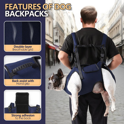 Dog Lift Harness for Large Dogs-Full Body Dog Sling Carrier with Adjustable Straps & Control Handle, Breathable Support Backpack
