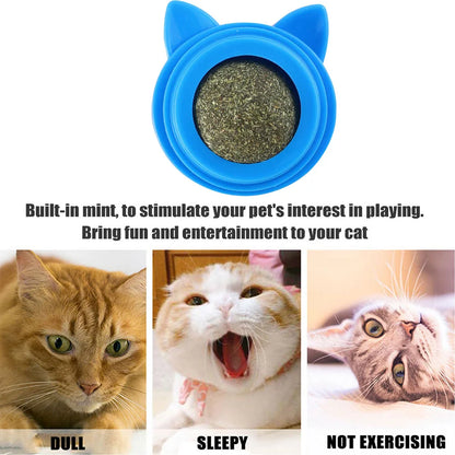 Rotatable Catnip Energy Ball Natural Safe Catnip Edible Lick Balls Catnip Wall Balls for Cats Teeth Cleaning Pet Health Supplies