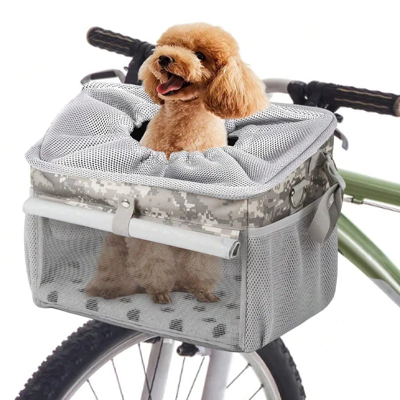 Dog Bike Basket, Small Medium Pets Dog Basket for with Breathable Mesh, Removable Bicycle Basket Front Handlebar Bicycle Basket