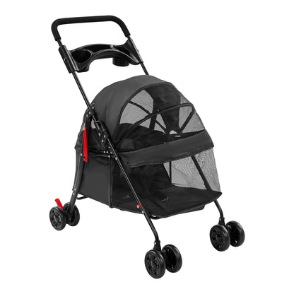 Breathable Pet Dog Cat Stroller Travel Carrier Strolling Cart Cat Dog Pushchair Lightweight Folding with Wheels and Rain Cover