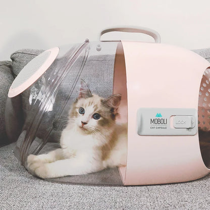 Portable Capsule Cat Bag Two-way Switch Comfort Handle Transparent Breathable Large Capacity Space for Cat Small Size Dog Rabbit
