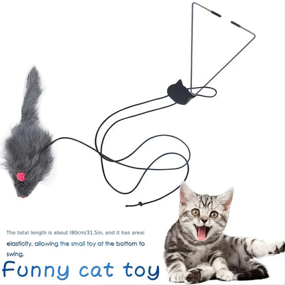 Cat Toy Rope Mouse Play Supplies, Hanging Retractable Cat Catching Mouse Toy, Funny Door Hanging Bouncing Mouse