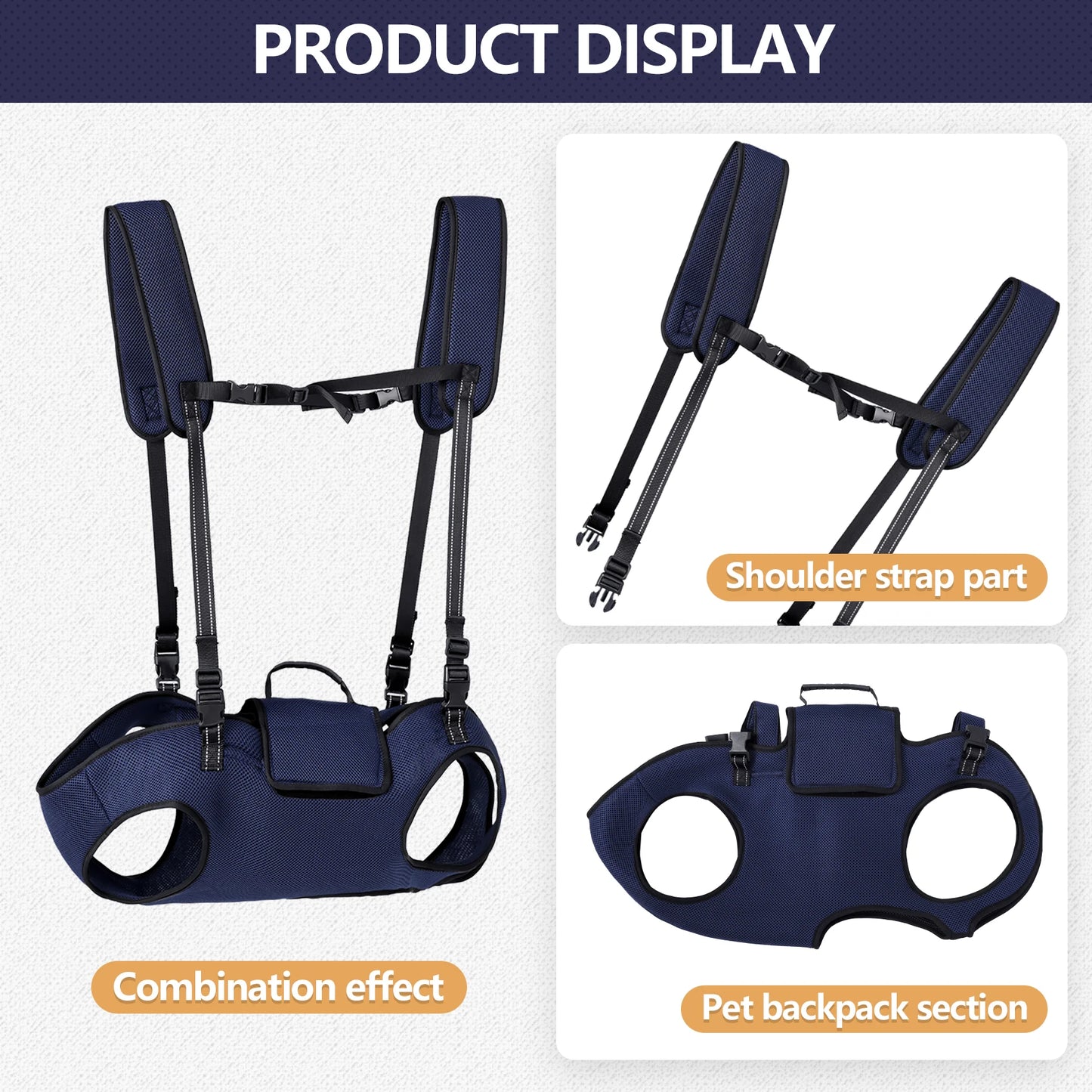 Dog Lift Harness for Large Dogs-Full Body Dog Sling Carrier with Adjustable Straps & Control Handle, Breathable Support Backpack