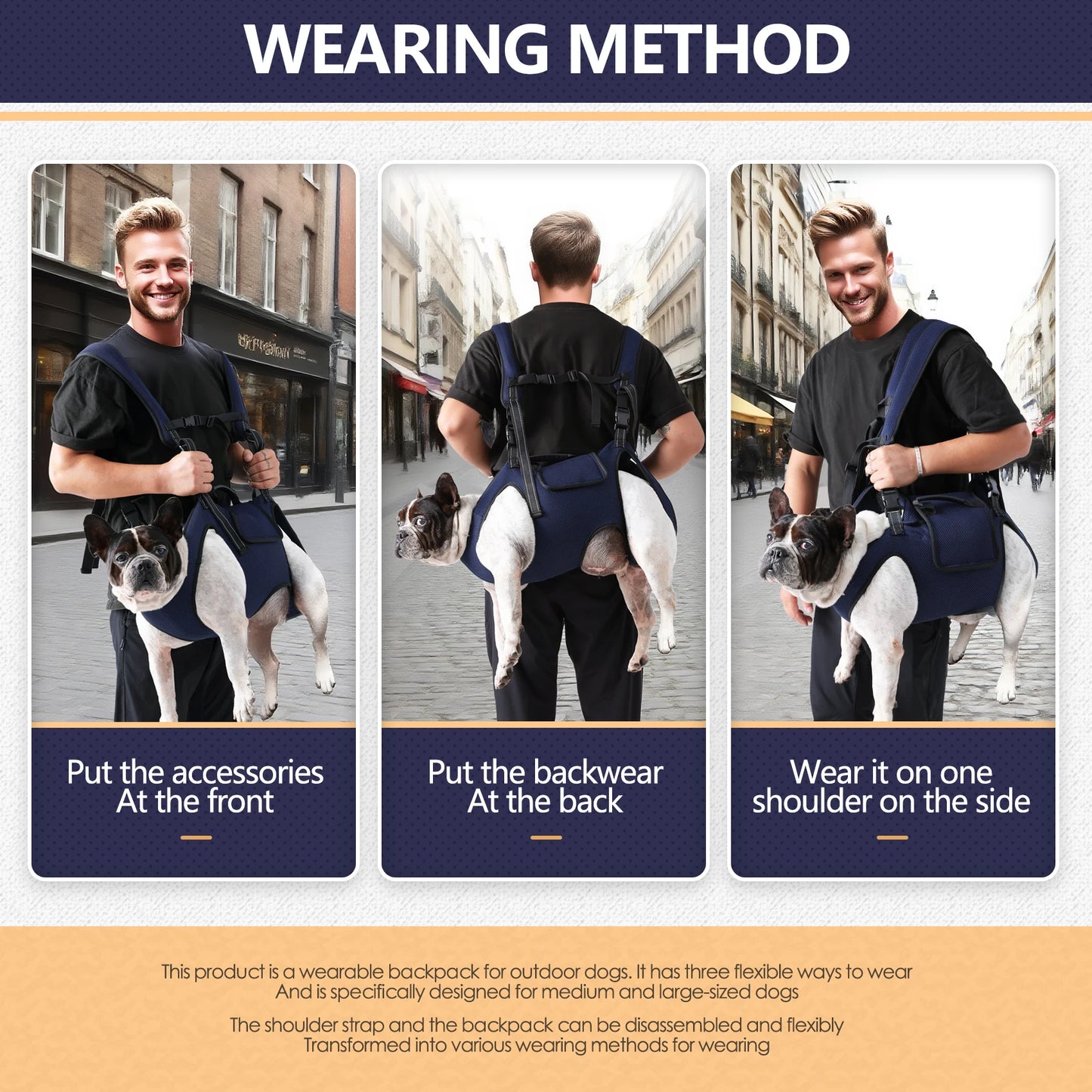 Dog Lift Harness for Large Dogs-Full Body Dog Sling Carrier with Adjustable Straps & Control Handle, Breathable Support Backpack