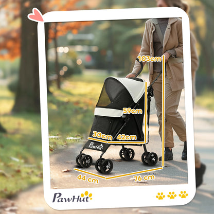 Pawhut Stroller for Small Dogs with Cream Umbrella Structure