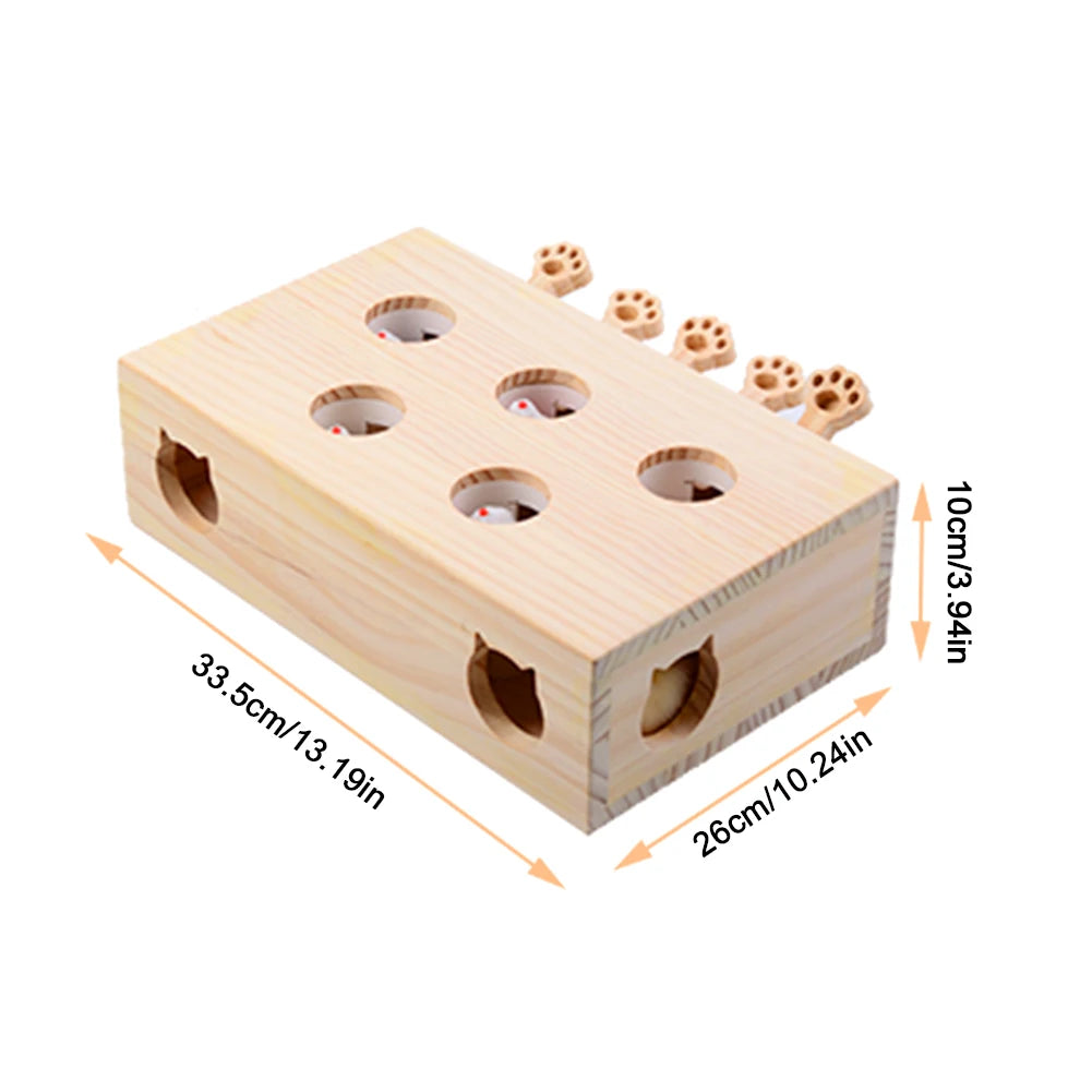 Wooden Whack-A-Mole Cat Toy Catch Mice Game Cat Enrichment Toys for Cats and Kittens