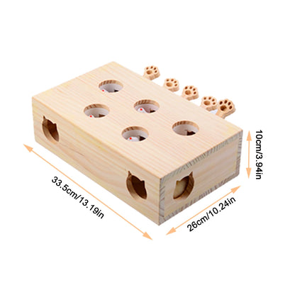 Wooden Whack-A-Mole Cat Toy Catch Mice Game Cat Enrichment Toys for Cats and Kittens