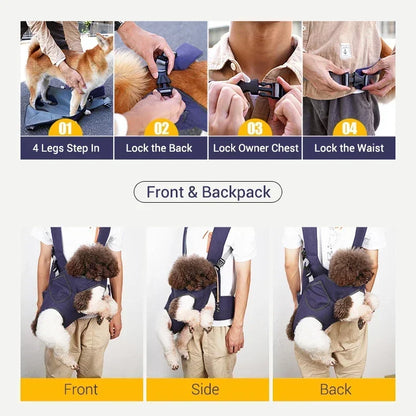 Backpack for Dogs Outdoor Dog Carrier for Riding Walking Front Pack Back and Waist Protective Breathable Easy-Fit Pet Travel Bag