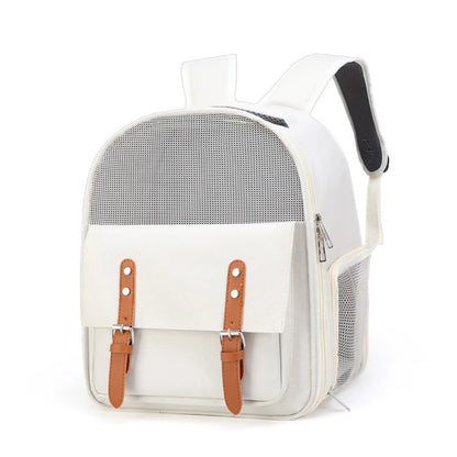 Portable Cat Carrier Backpack - Breathable Oxford & Mesh, Adjustable Straps 39x32x25cm (15.3x12.5x9.8in) for Vet/Travel