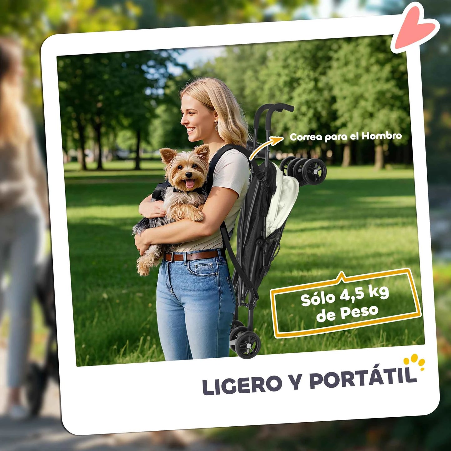 Pawhut Stroller for Small Dogs with Cream Umbrella Structure