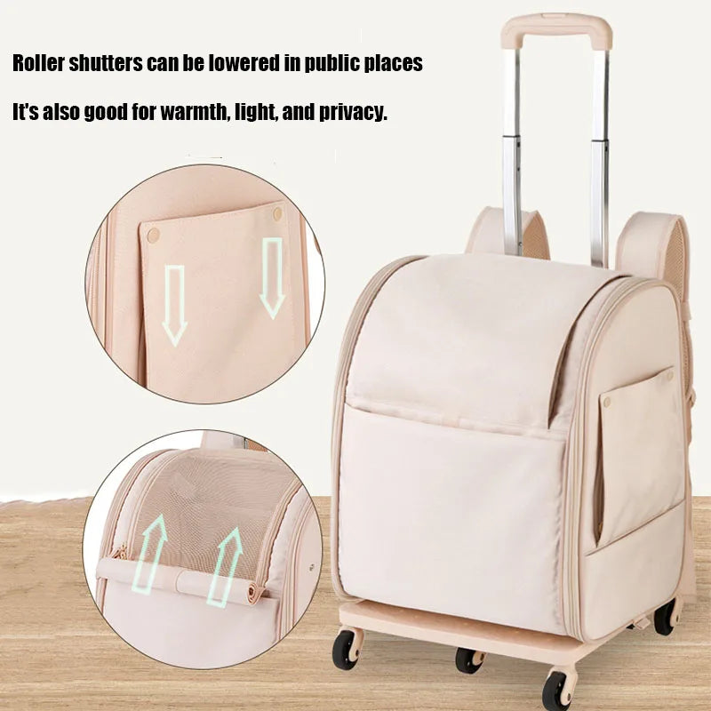 PARKER 3-in-1 Pet Trolley Bag Waterproof Oxford Cloth Cat Backpack Portable Foldable Lightweight Pet Trolley Case Pet Travel Bag