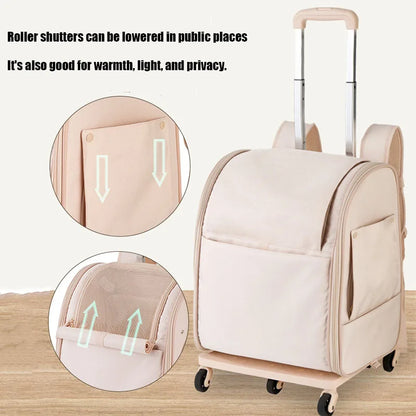 PARKER 3-in-1 Pet Trolley Bag Waterproof Oxford Cloth Cat Backpack Portable Foldable Lightweight Pet Trolley Case Pet Travel Bag