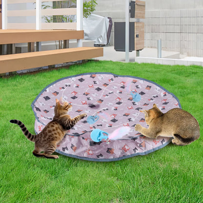 Motion Activate Chirping Cat Toy Ball Fast Rolling in Pouch Mouse Catching Game Reusable for Pet Hide and Seek Game Accessories