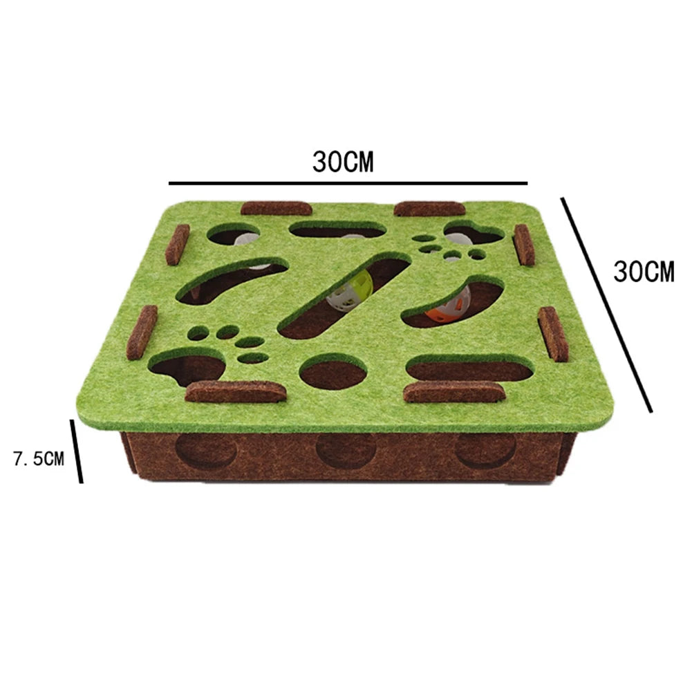 Compact Cat Maze Felt Box with Bell Ball Multifunctional Scratching Pad Toy House Interactive Puzzle Toy for Indoor Kittens Cats