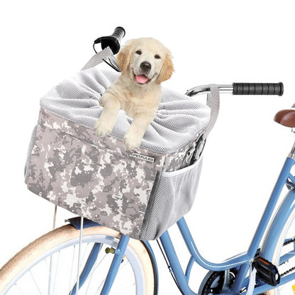 Dog Bike Basket, Small Medium Pets Dog Basket for with Breathable Mesh, Removable Bicycle Basket Front Handlebar Bicycle Basket