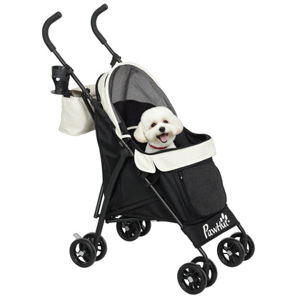 Pawhut Stroller for Small Dogs with Cream Umbrella Structure