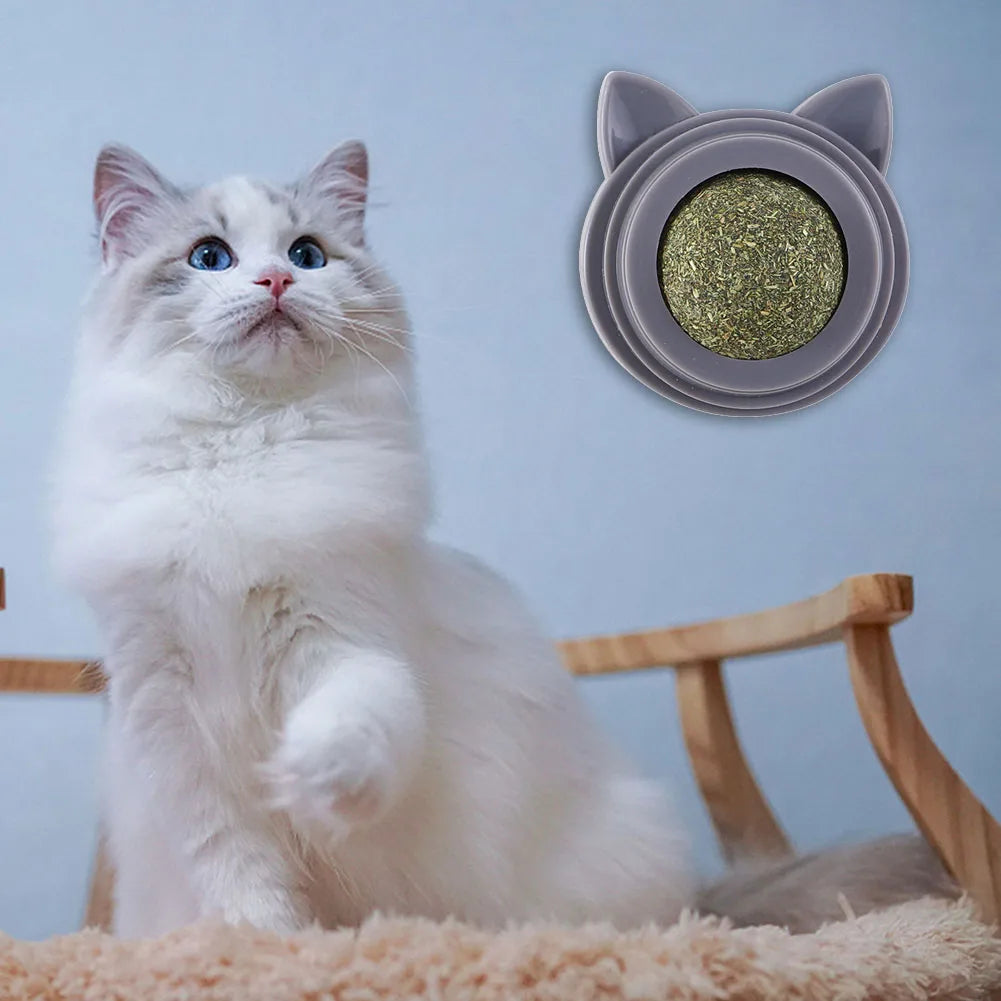Rotatable Catnip Energy Ball Natural Safe Catnip Edible Lick Balls Catnip Wall Balls for Cats Teeth Cleaning Pet Health Supplies