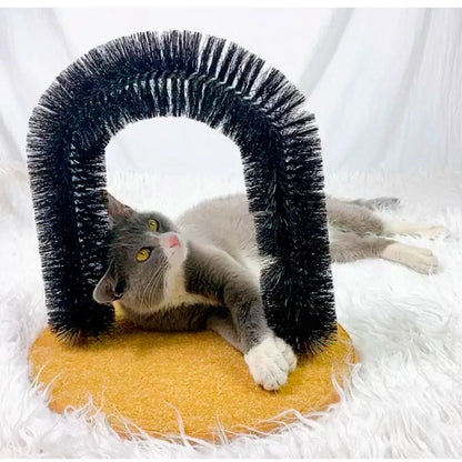 Cat Arch Self Groomer Massager Cat Grooming Brush Interactive Kitten Toys Cat Rubbing Post for Indoor Kitten & Small Dog
