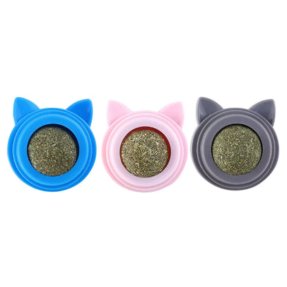 Rotatable Catnip Energy Ball Natural Safe Catnip Edible Lick Balls Catnip Wall Balls for Cats Teeth Cleaning Pet Health Supplies