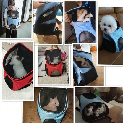 Foldable Pet Backpack Carrier Portable Breathable Dog Cat Travel Bag Lightweight Shoulder Strap for Outdoor Hiking Pack
