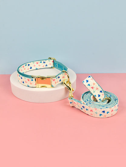 Valentine's Day and New Year's gift Luxury Brand Colorful Season Adjutable Dog Collar And Leash Set For Small Medium Large Dogs