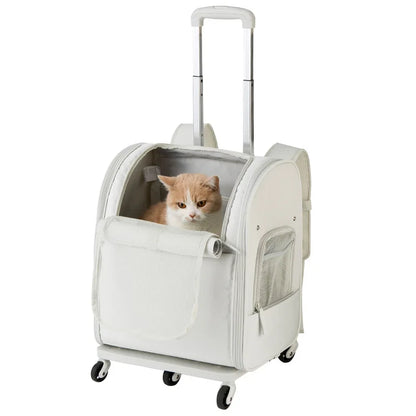 PARKER 3-in-1 Pet Trolley Bag Waterproof Oxford Cloth Cat Backpack Portable Foldable Lightweight Pet Trolley Case Pet Travel Bag