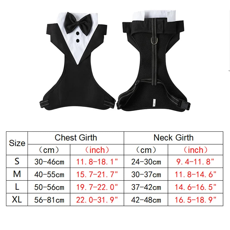 Dog Tuxedo for Wedding Outfit, Dog Suit and Tie Costumes for Birthday, Cosplay, Christmas Party, Pet Formal Wear with Bowtie
