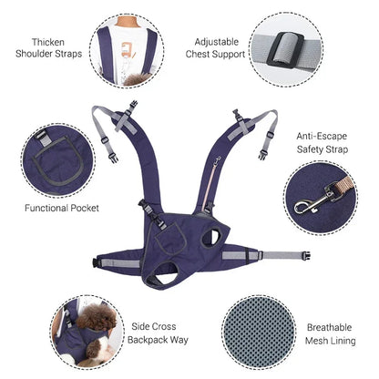 Backpack for Dogs Outdoor Dog Carrier for Riding Walking Front Pack Back and Waist Protective Breathable Easy-Fit Pet Travel Bag