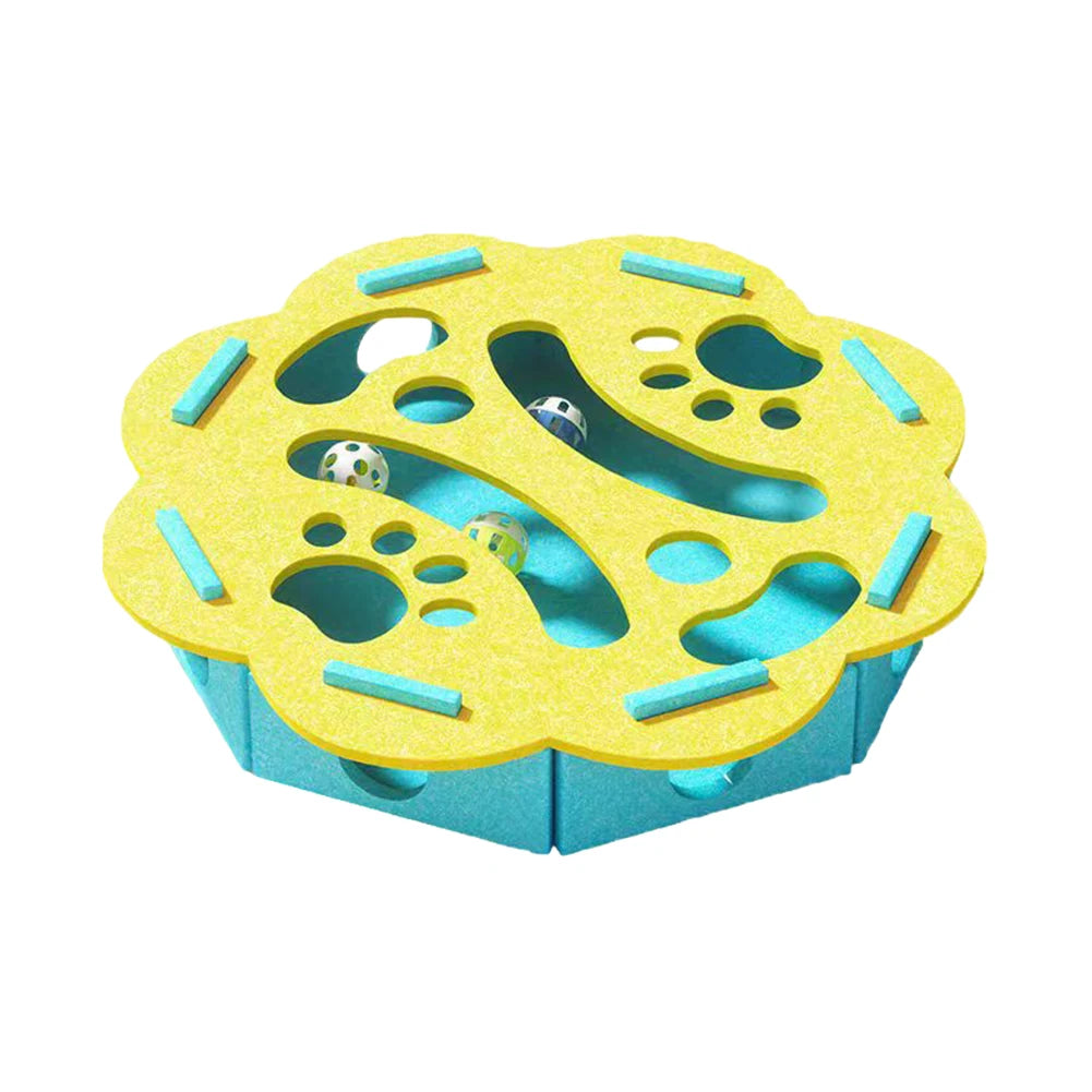 Compact Cat Maze Felt Box with Bell Ball Multifunctional Scratching Pad Toy House Interactive Puzzle Toy for Indoor Kittens Cats