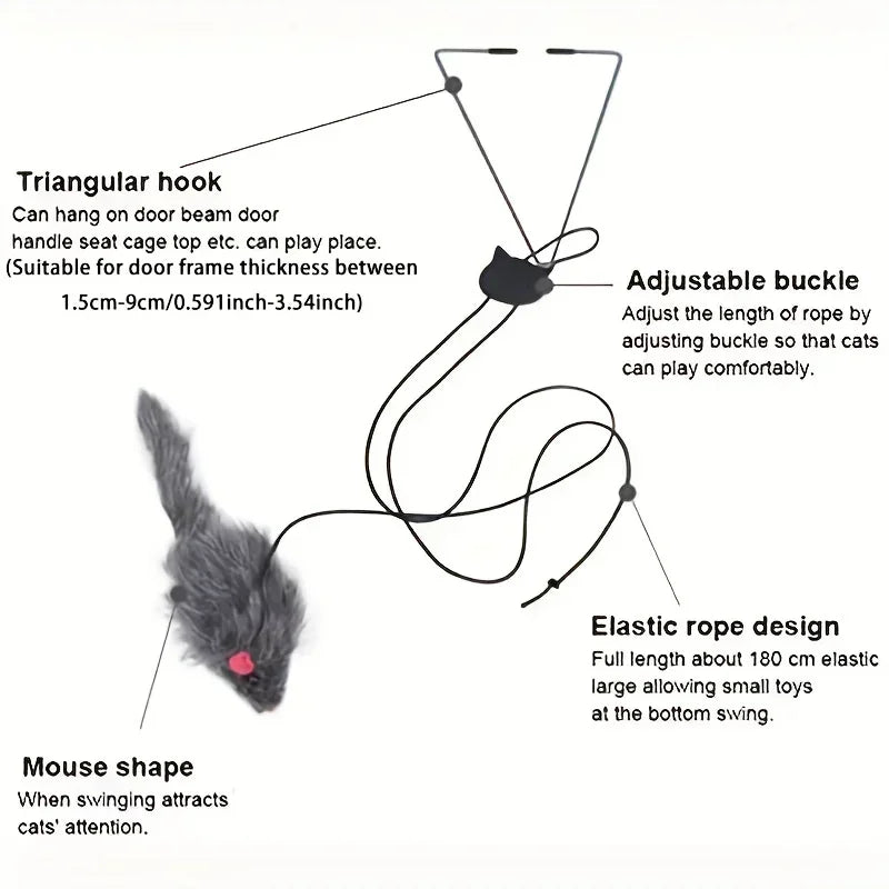 Cat Toy Rope Mouse Play Supplies, Hanging Retractable Cat Catching Mouse Toy, Funny Door Hanging Bouncing Mouse