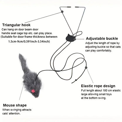 Cat Toy Rope Mouse Play Supplies, Hanging Retractable Cat Catching Mouse Toy, Funny Door Hanging Bouncing Mouse