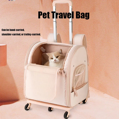 PARKER 3-in-1 Pet Trolley Bag Waterproof Oxford Cloth Cat Backpack Portable Foldable Lightweight Pet Trolley Case Pet Travel Bag