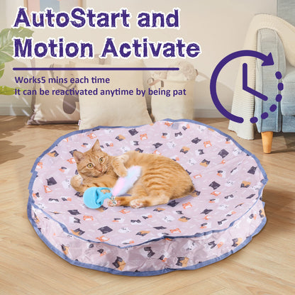 Motion Activate Chirping Cat Toy Ball Fast Rolling in Pouch Mouse Catching Game Reusable for Pet Hide and Seek Game Accessories