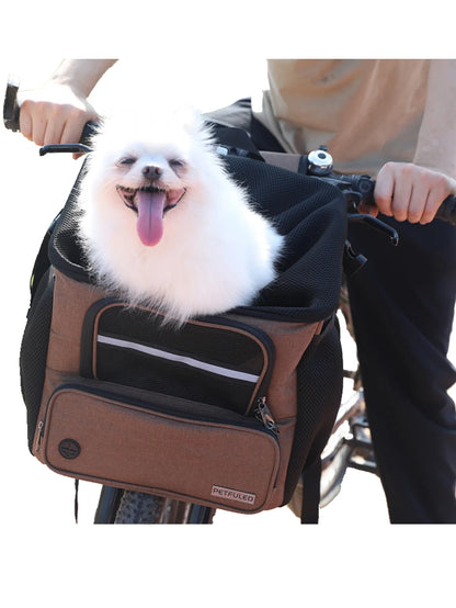 Dog Bike Basket, Small Medium Pets Dog Basket for with Breathable Mesh, Removable Bicycle Basket Front Handlebar Bicycle Basket