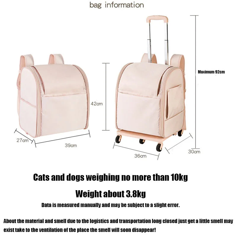 PARKER 3-in-1 Pet Trolley Bag Waterproof Oxford Cloth Cat Backpack Portable Foldable Lightweight Pet Trolley Case Pet Travel Bag
