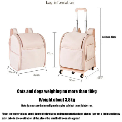 PARKER 3-in-1 Pet Trolley Bag Waterproof Oxford Cloth Cat Backpack Portable Foldable Lightweight Pet Trolley Case Pet Travel Bag