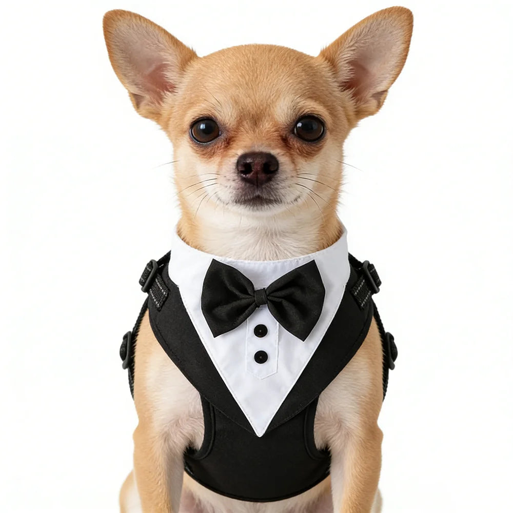 Dog Tuxedo for Wedding Outfit, Dog Suit and Tie Costumes for Birthday, Cosplay, Christmas Party, Pet Formal Wear with Bowtie