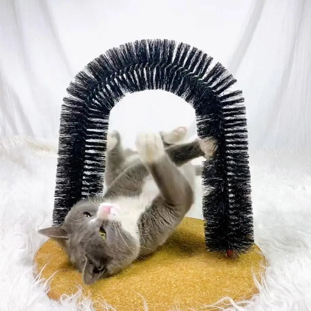 Cat Arch Self Groomer Massager Cat Grooming Brush Interactive Kitten Toys Cat Rubbing Post for Indoor Kitten & Small Dog