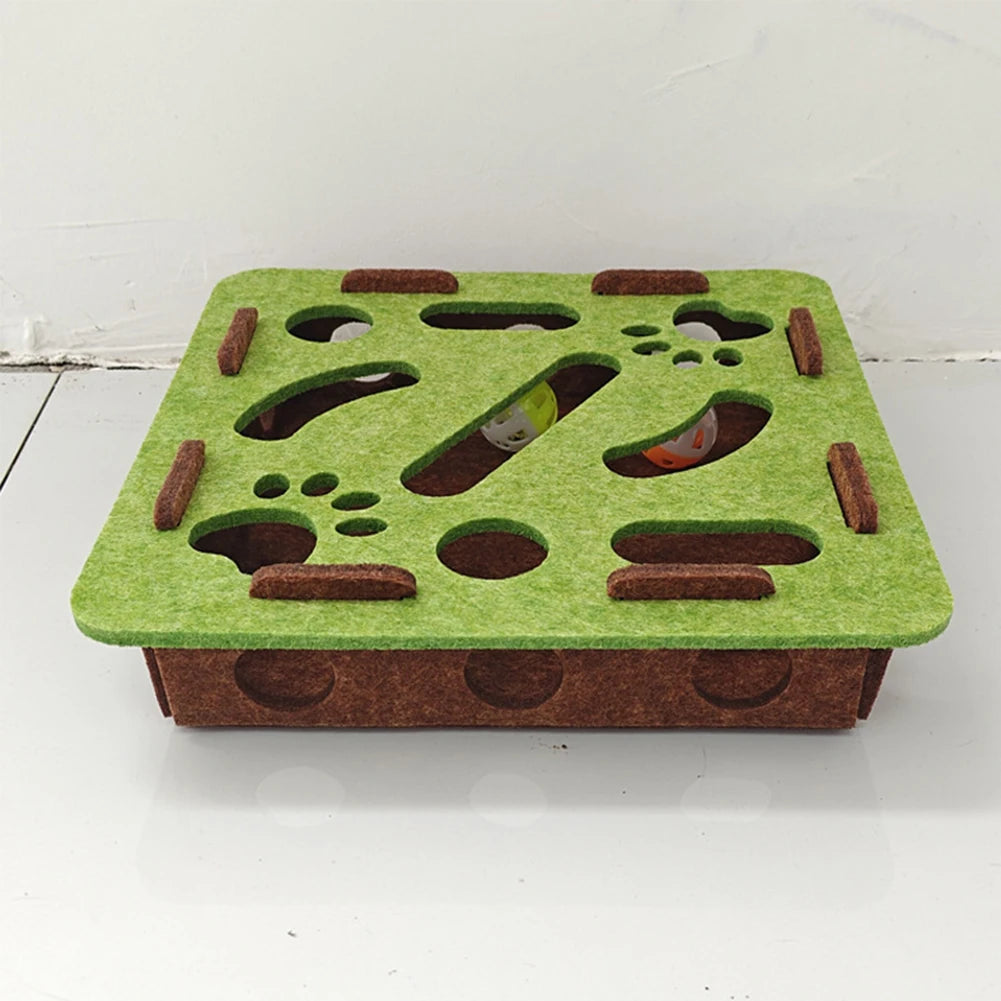 Compact Cat Maze Felt Box with Bell Ball Multifunctional Scratching Pad Toy House Interactive Puzzle Toy for Indoor Kittens Cats
