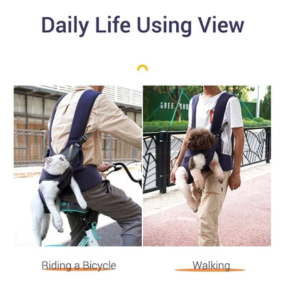 Backpack for Dogs Outdoor Dog Carrier for Riding Walking Front Pack Back and Waist Protective Breathable Easy-Fit Pet Travel Bag