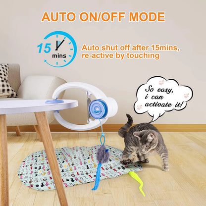 Teaser Electronic Self Play Feather Cat String Toy with 3 Catnip Mice Independent Play Hanging Door Cat Toys for Indoor Cats
