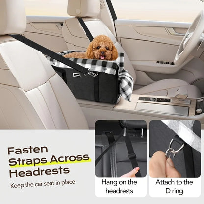 Dog car seat with seat belt support and anti slip design - portable height increasing seat , suitable for small dogs