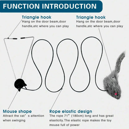 Cat Toy Rope Mouse Play Supplies, Hanging Retractable Cat Catching Mouse Toy, Funny Door Hanging Bouncing Mouse
